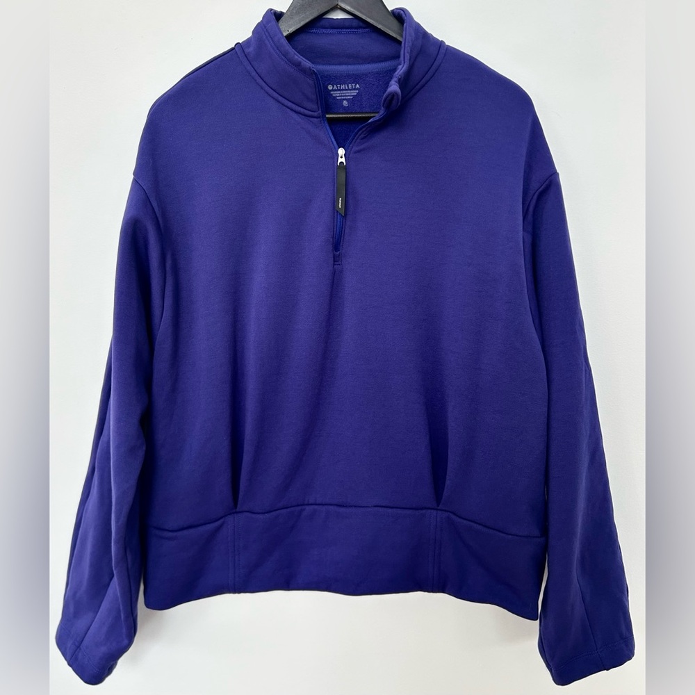 Athleta Polartec Half Zip Pullover XL Purple Fleece Athleisure Cozy